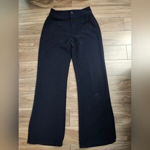 Elegant Dark Blue Women's Pants, Wide Legs and Slits